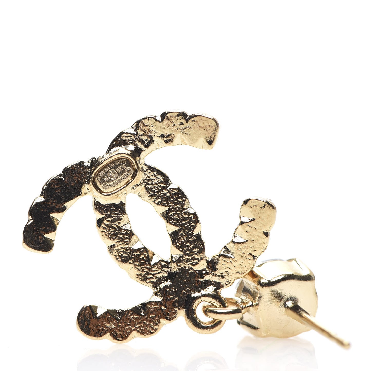 Resin Crystal Pearl CC Drop Earrings Gold Black