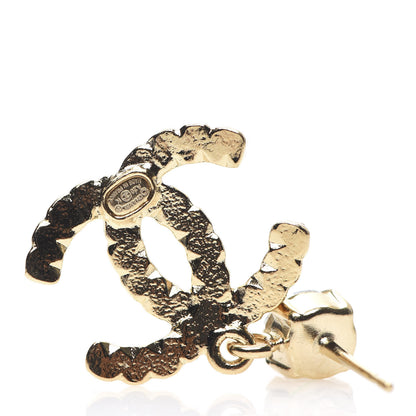 Chanel Resin Crystal Pearl CC Drop Earrings Gold Black 4 of 4