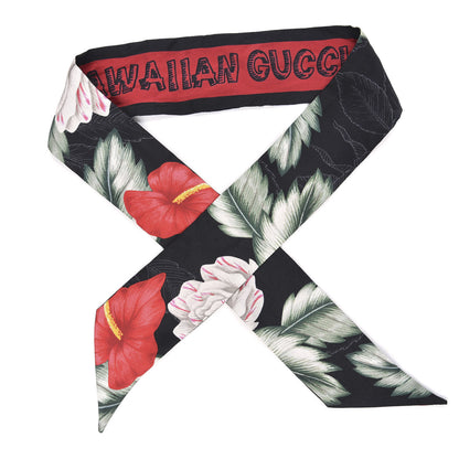 Gucci Silk Twill Haway Neck Bow Scarf Black 1 of 3