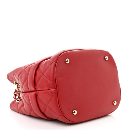 Chanel Caviar Quilted Rolled Up Bucket Drawstring Bag Red 4 of 10