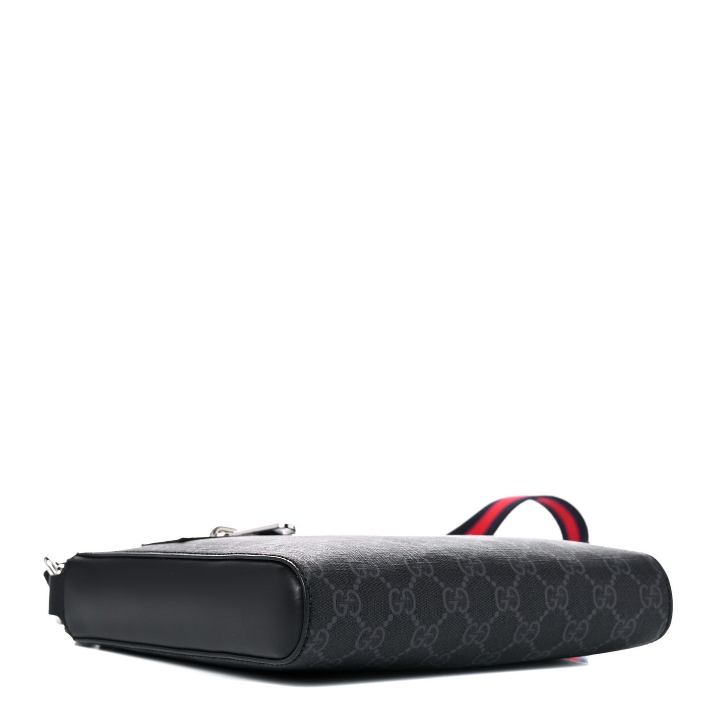 GG Supreme Monogram Web Small Flat Messenger Bag Black Grey