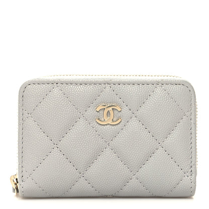 Chanel Caviar Quilted Zip Coin Purse Grey 1 of 9