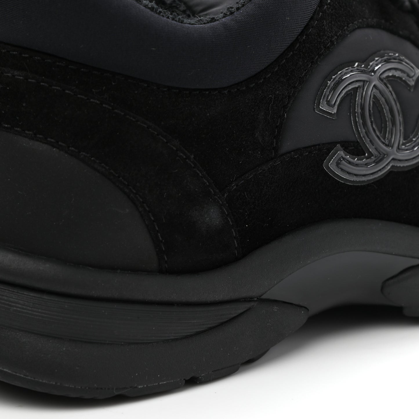 Nylon Calfskin Suede CC Sneakers 37 Black