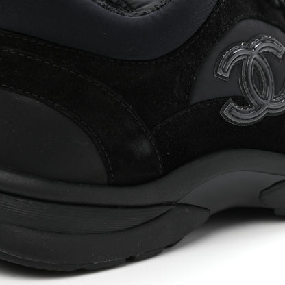 Chanel Nylon Calfskin Suede CC Sneakers 37 Black 6 of 9