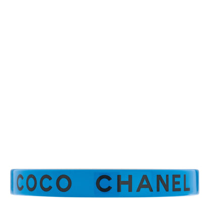Chanel Resin Logo Bangle Bracelet Blue Black 1 of 4