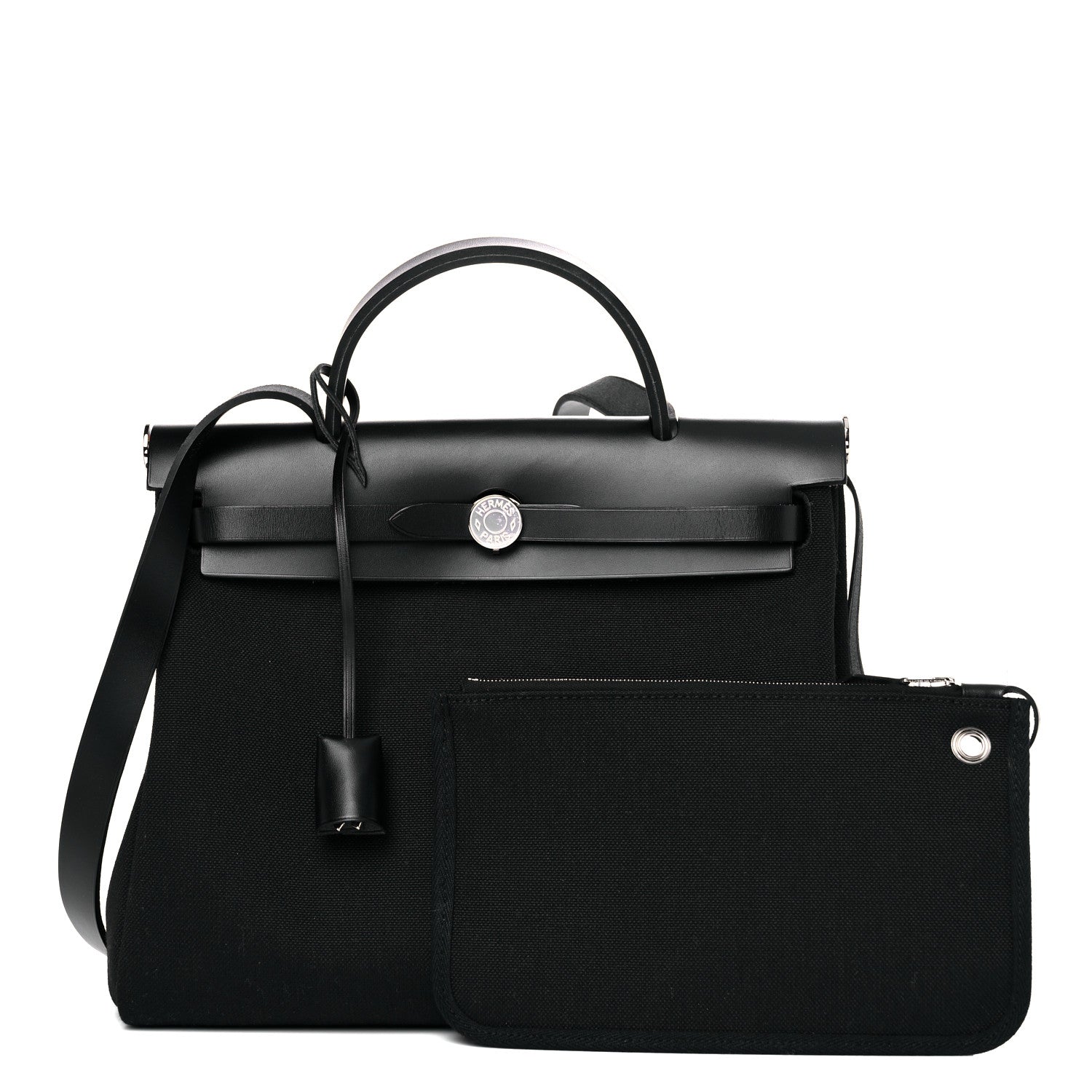 Hermes Military Toile Vache Hunter Herbag Zip Retourne 31 PM Black 2 of 10