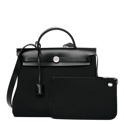 Hermes Military Toile Vache Hunter Herbag Zip Retourne 31 PM Black 2 of 10