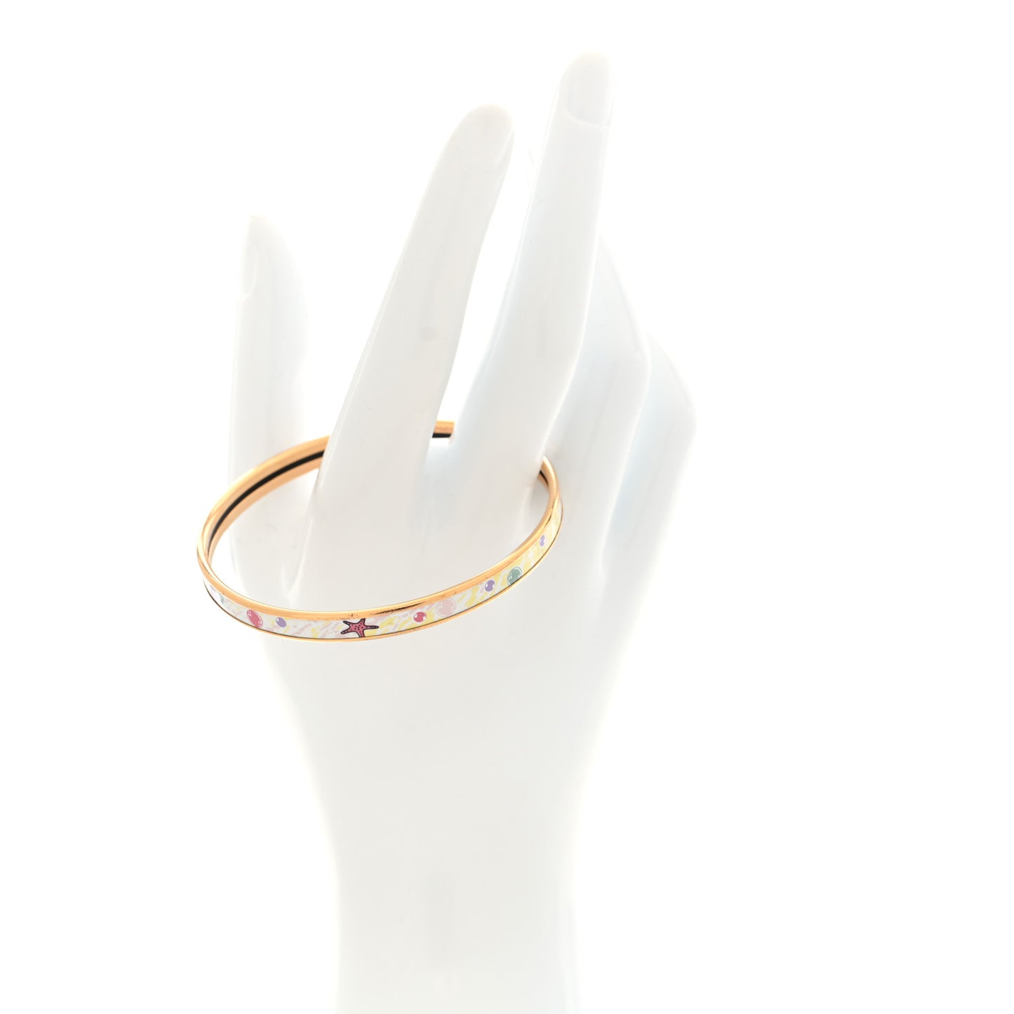 Enamel Printed Flagship Extra Narrow Bracelet 65 White