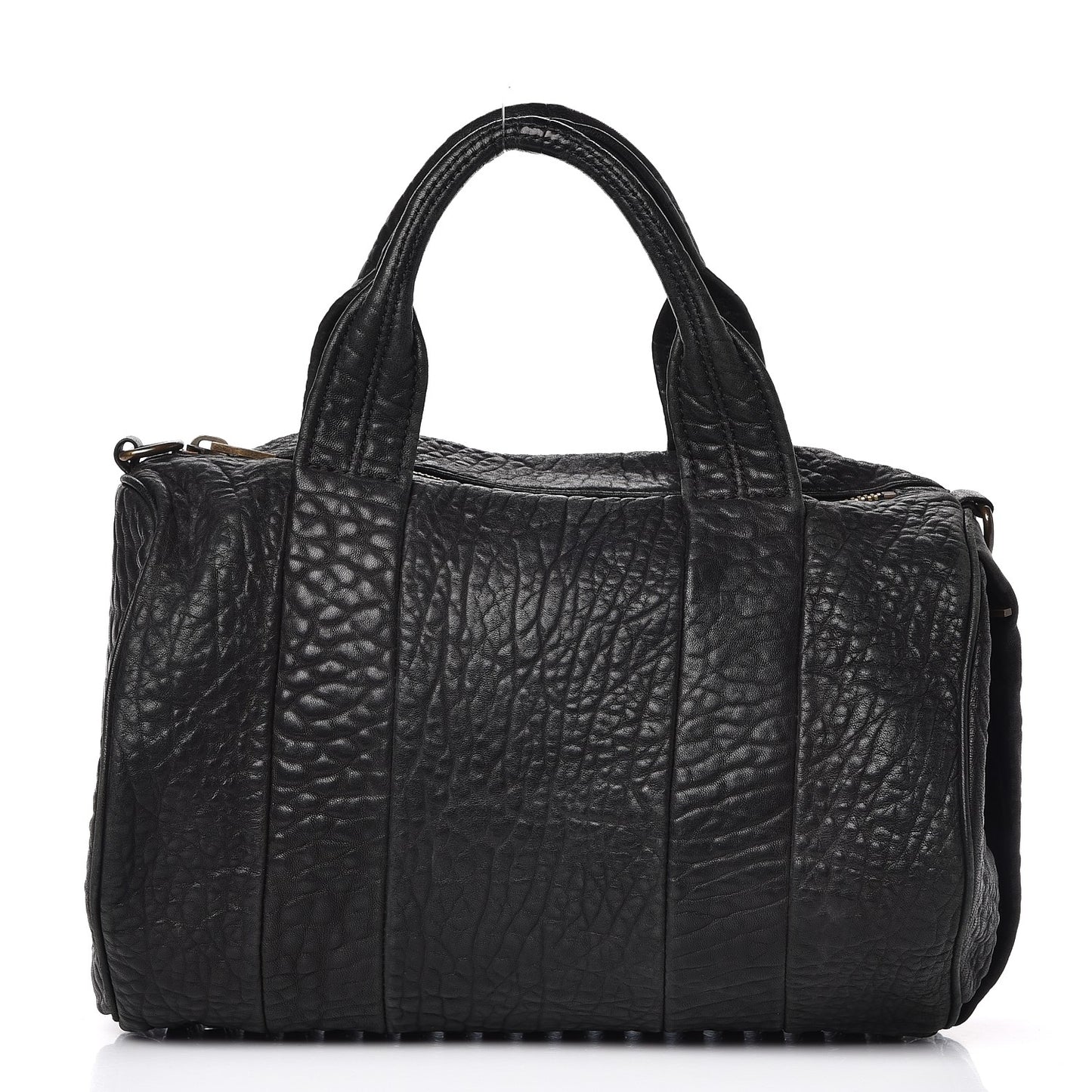 Pebbled Lambskin Rocco Black Antique Brass Hardware