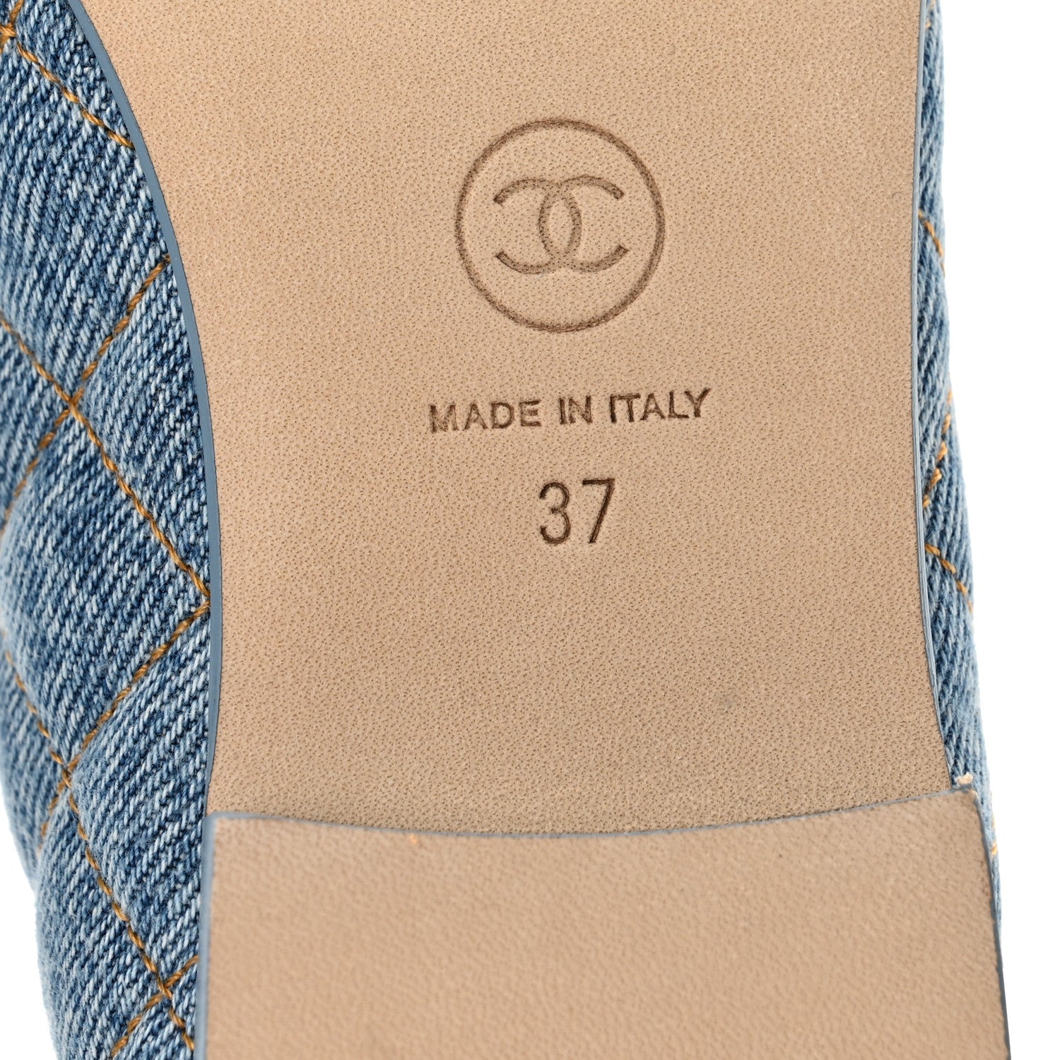 Chanel Denim Quilted CC Cap Toe Ballerina Flats 37 Light Blue 7 of 10