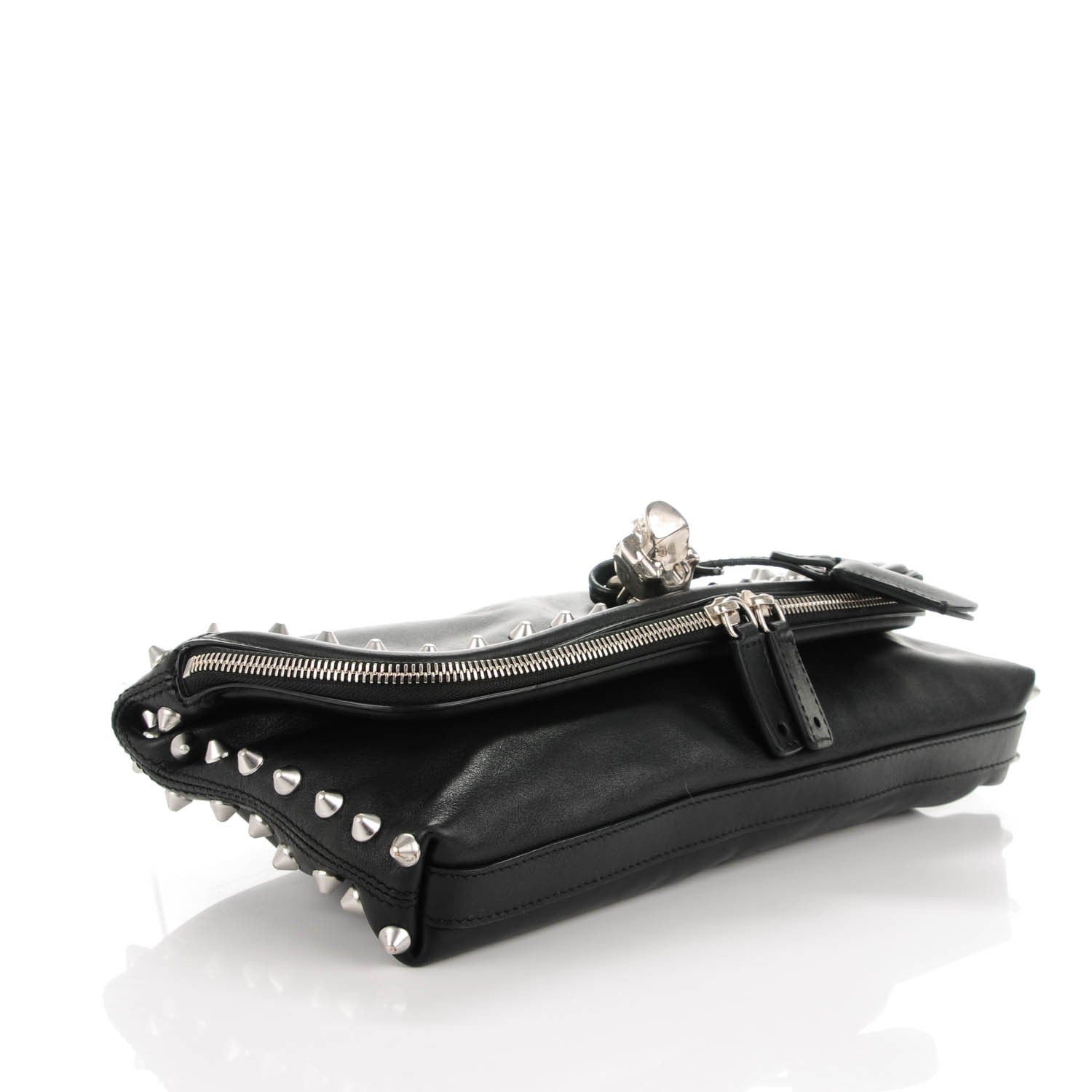Alexander McQueen Calfskin Studded Padlock Skull Clutch Black 4 of 7