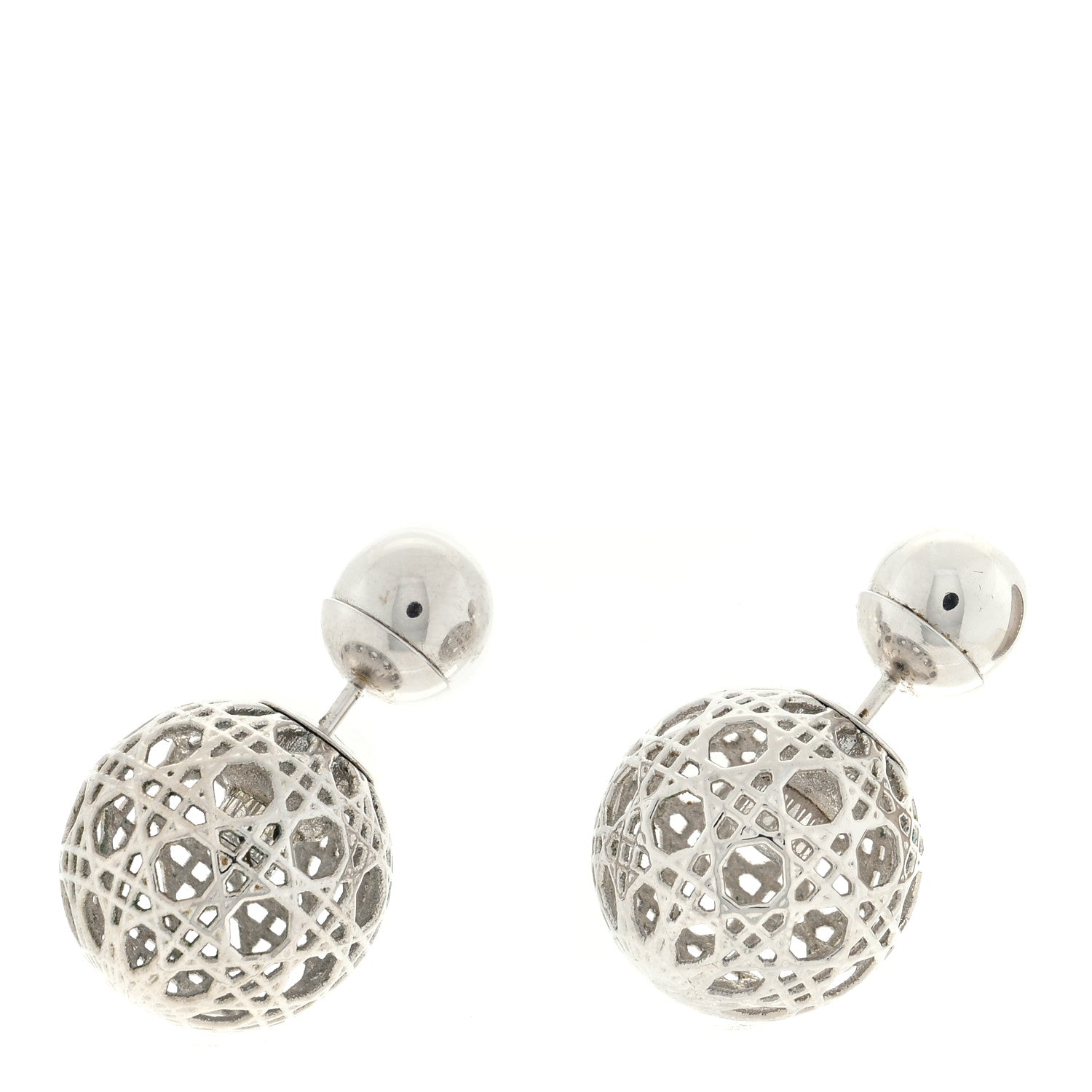 Christian Dior Cannage Mise En Dior Tribal Earrings Silver 1 of 4