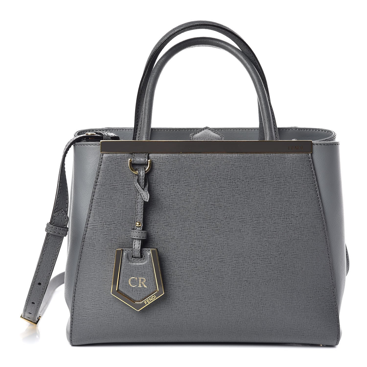 Fendi Vitello Elite Petite 2Jours Tote Grigio Grigio Chiaro 1 of 10