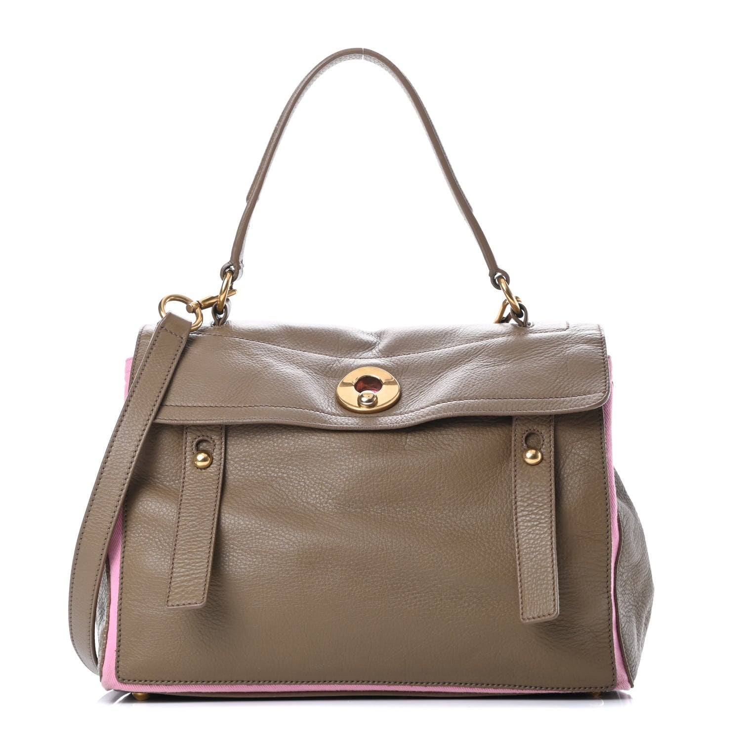 Saint Laurent Calfskin Canvas Medium Muse Two Taupe Pink 1 of 17