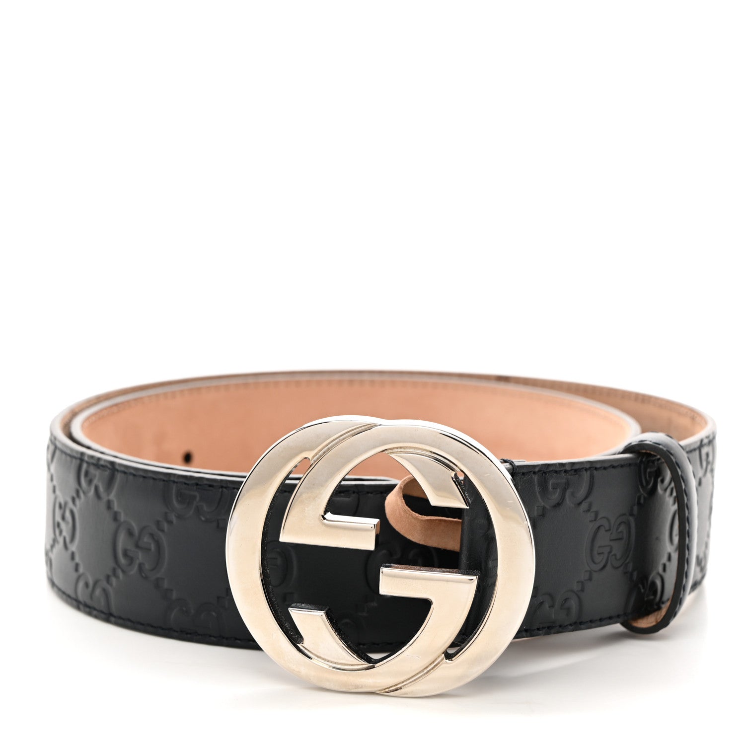 Gucci Guccissima Signature Interlocking G 40mm Belt 90 36 Black Navy 1 of 7