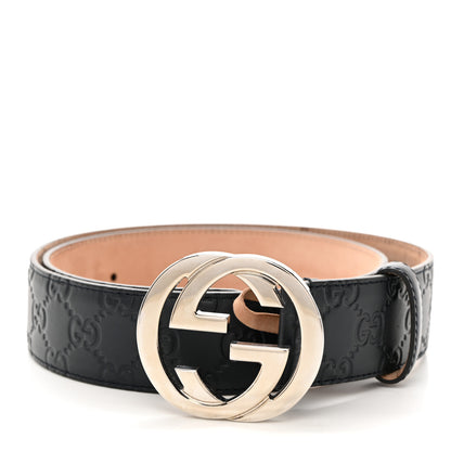 Gucci Guccissima Signature Interlocking G 40mm Belt 90 36 Black Navy 1 of 7