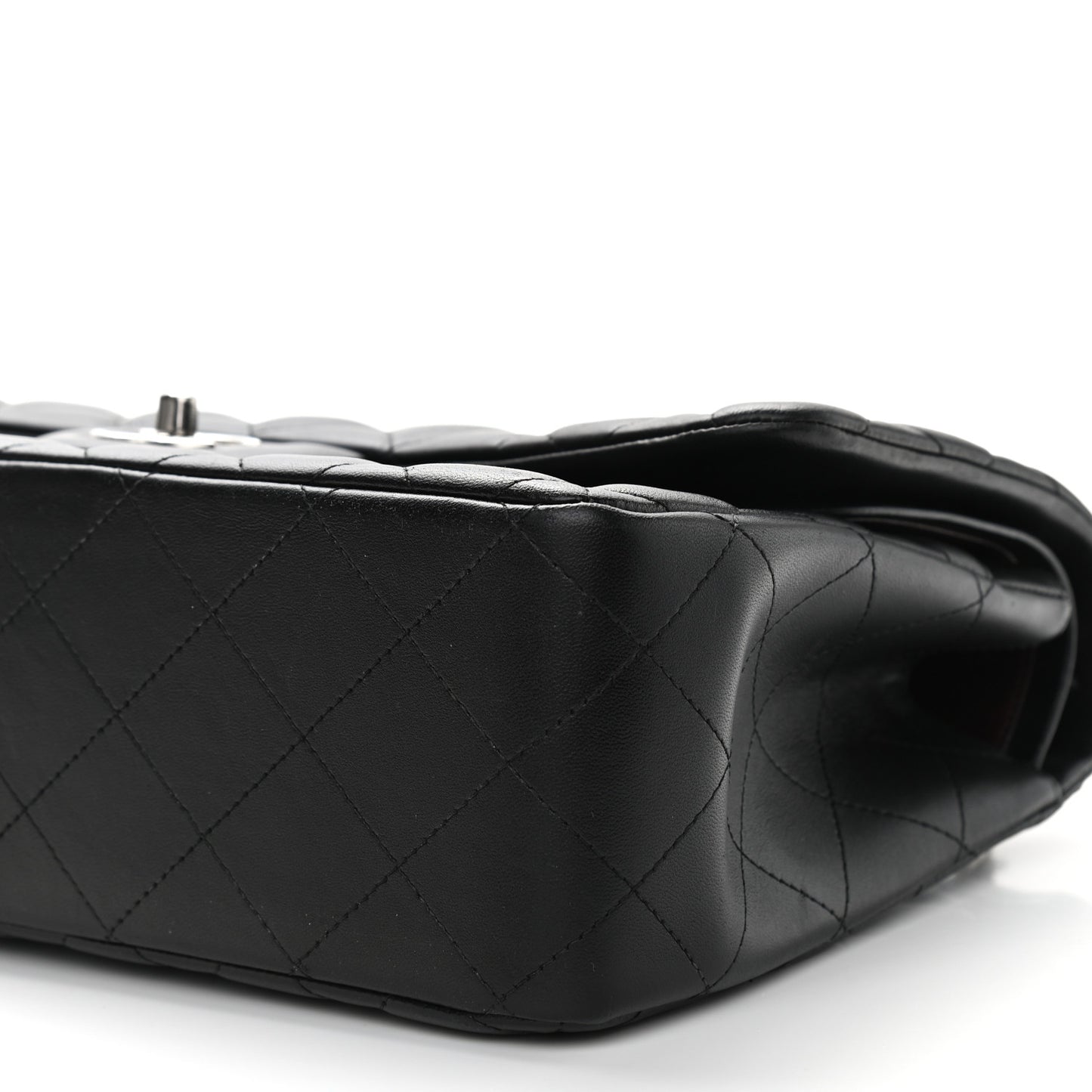 Lambskin Quilted Jumbo Double Flap Black