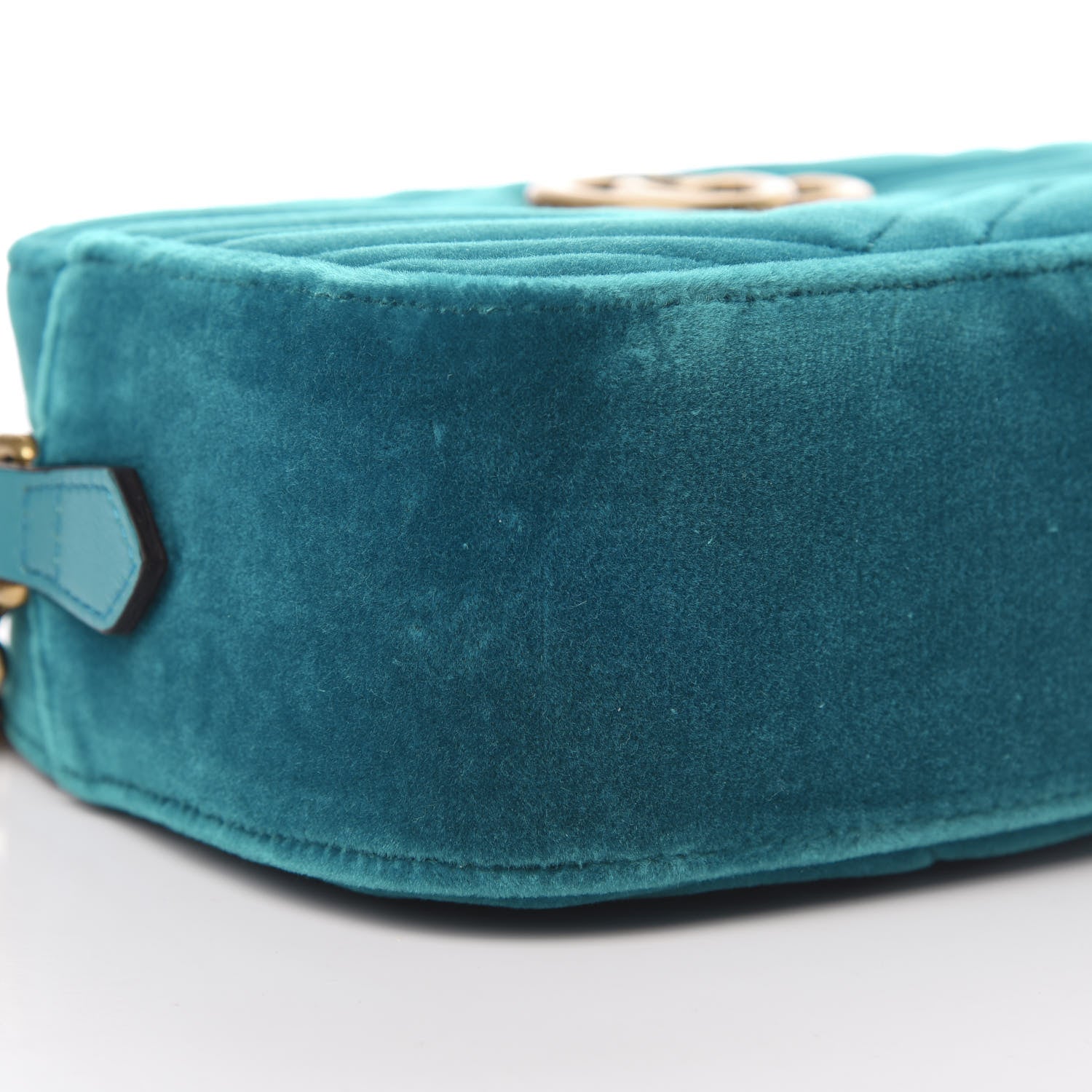 Gucci Velvet Matelasse Small GG Marmont Chain Shoulder Bag Pavone Cyan 8 of 10