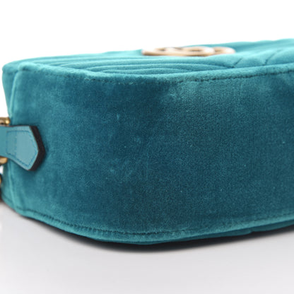 Gucci Velvet Matelasse Small GG Marmont Chain Shoulder Bag Pavone Cyan 8 of 10