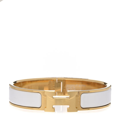Hermes Enamel Narrow Clic Clac H Bracelet PM White 1 of 3