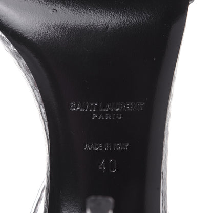 Saint Laurent Snake Calfskin Embossed Jane 110 Ankle Strap Sandals 40 Silver 8 of 10