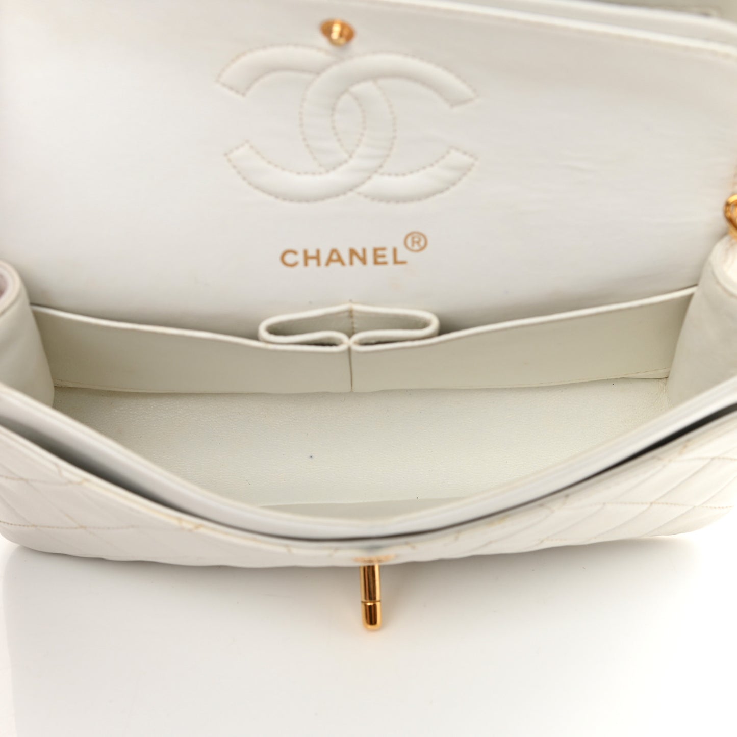 Lambskin Quilted Small Double Flap White