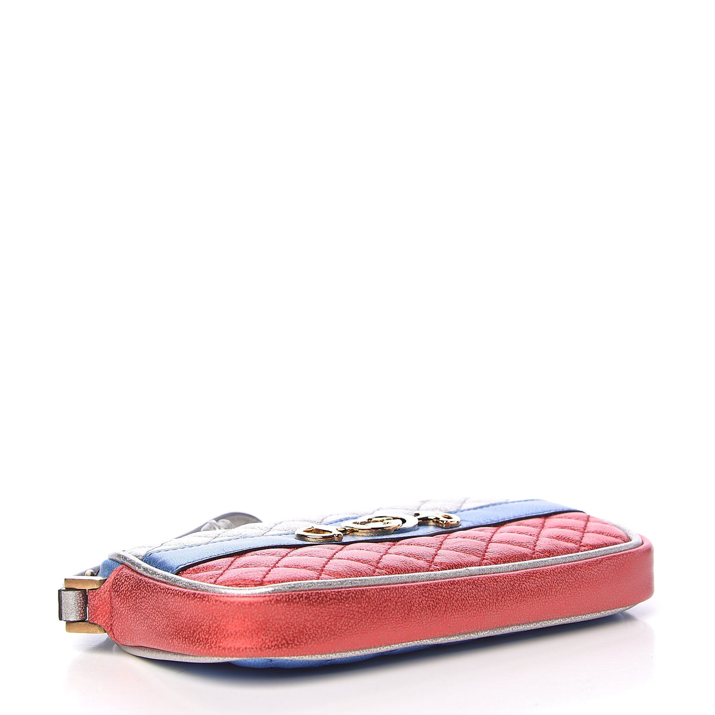 Laminated Nappa Trapuntata Zumi iPhone Case Rosso Marine Argento