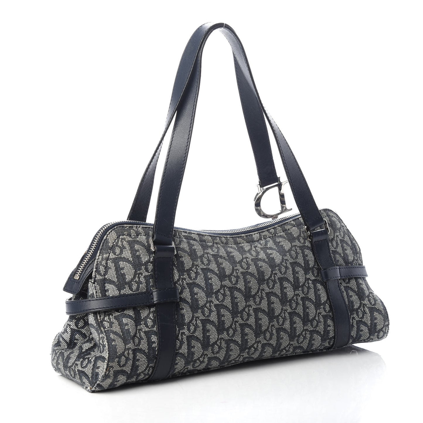 Denim Monogram Charms Shoulder Bag Blue