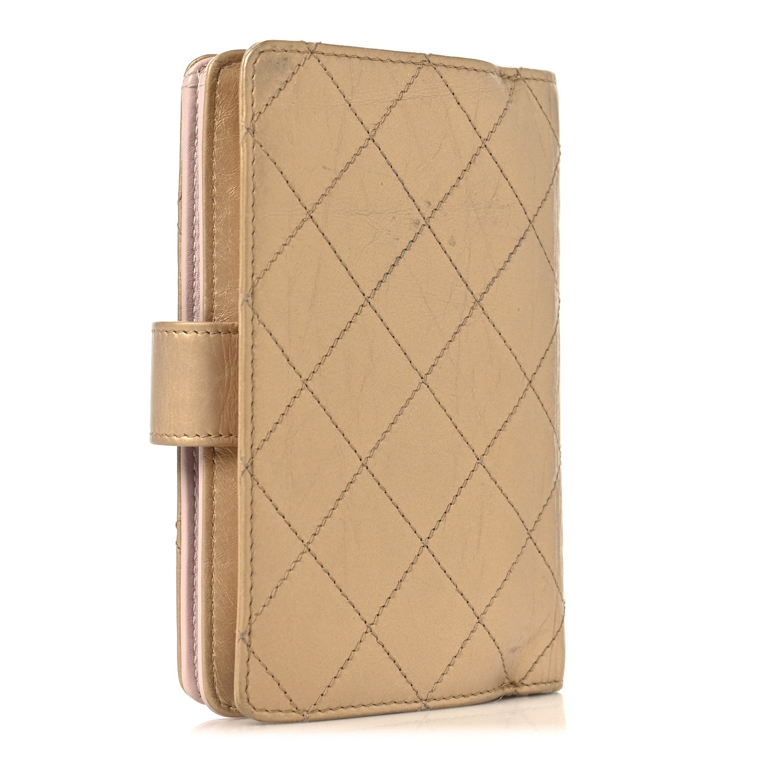 Chanel Metallic Calfskin Quilted Brilliant Zipped Pocket Wallet Gold 3 of 11
