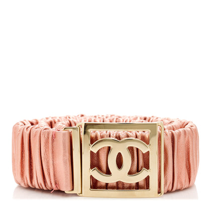 Chanel Metallic Lambskin Ruched CC Belt 85 34 Pink 1 of 4
