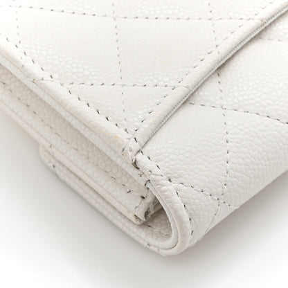 Chanel Caviar Quilted Flap Card Holder Wallet White 9 of 10