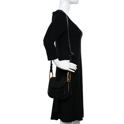 Chloe Suede Calfskin Braided Mini Hudson Shoulder Bag Black 2 of 9