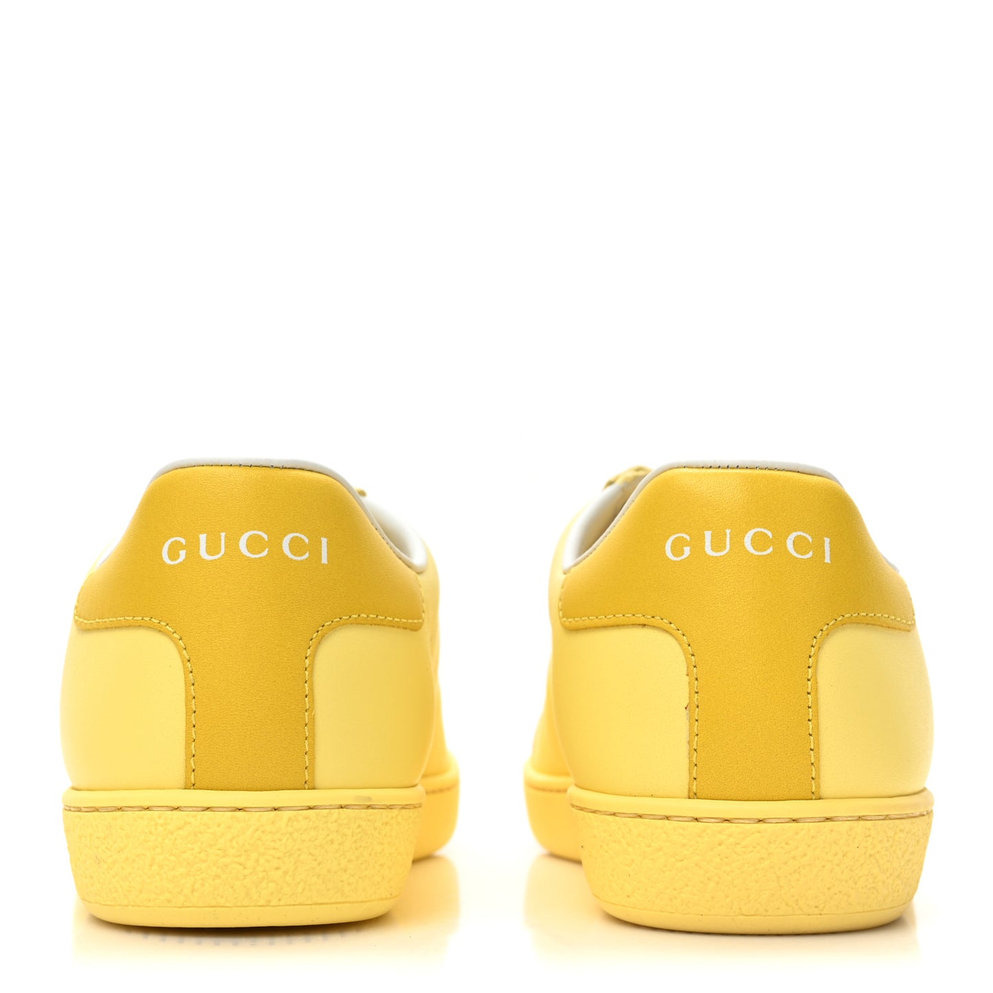 Calfskin Interlocking G Perforated Womens Ace Sneakers 35 Banana Straw Yellow