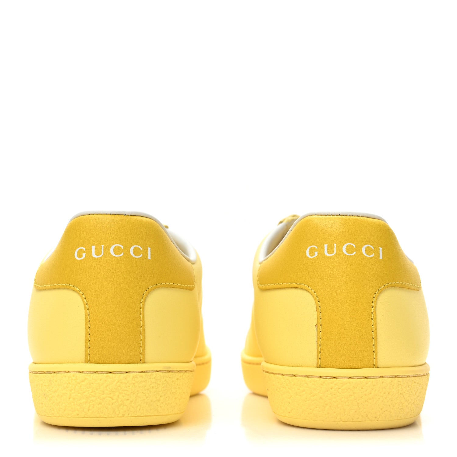 Gucci Calfskin Interlocking G Perforated Womens Ace Sneakers 35 Banana Straw Yellow 4 of 9