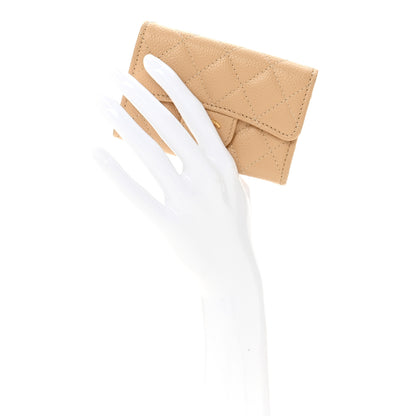Chanel Caviar Quilted Flap Card Holder Wallet Beige 2 of 9