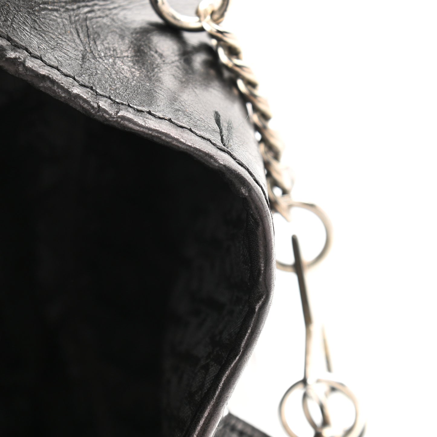 Calfskin Hardcore Pierced Saddle Bag Black