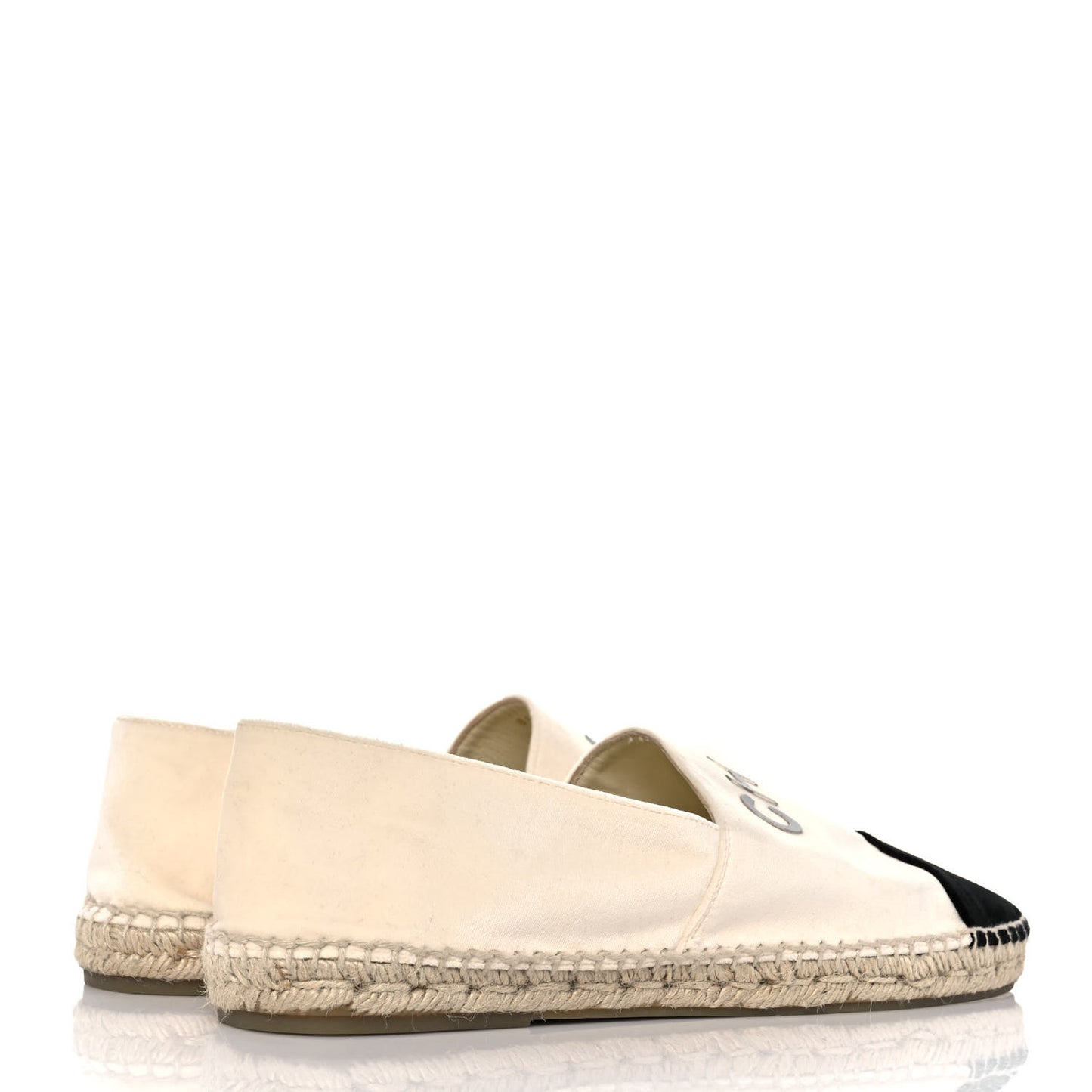 Velvet Logo Espadrilles 42 Ivory Black
