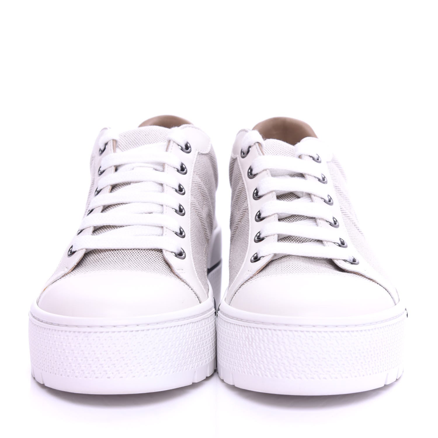 Hermes Canvas Calfskin Womens Voltage Sneakers 37 Prunoir White 3 of 10