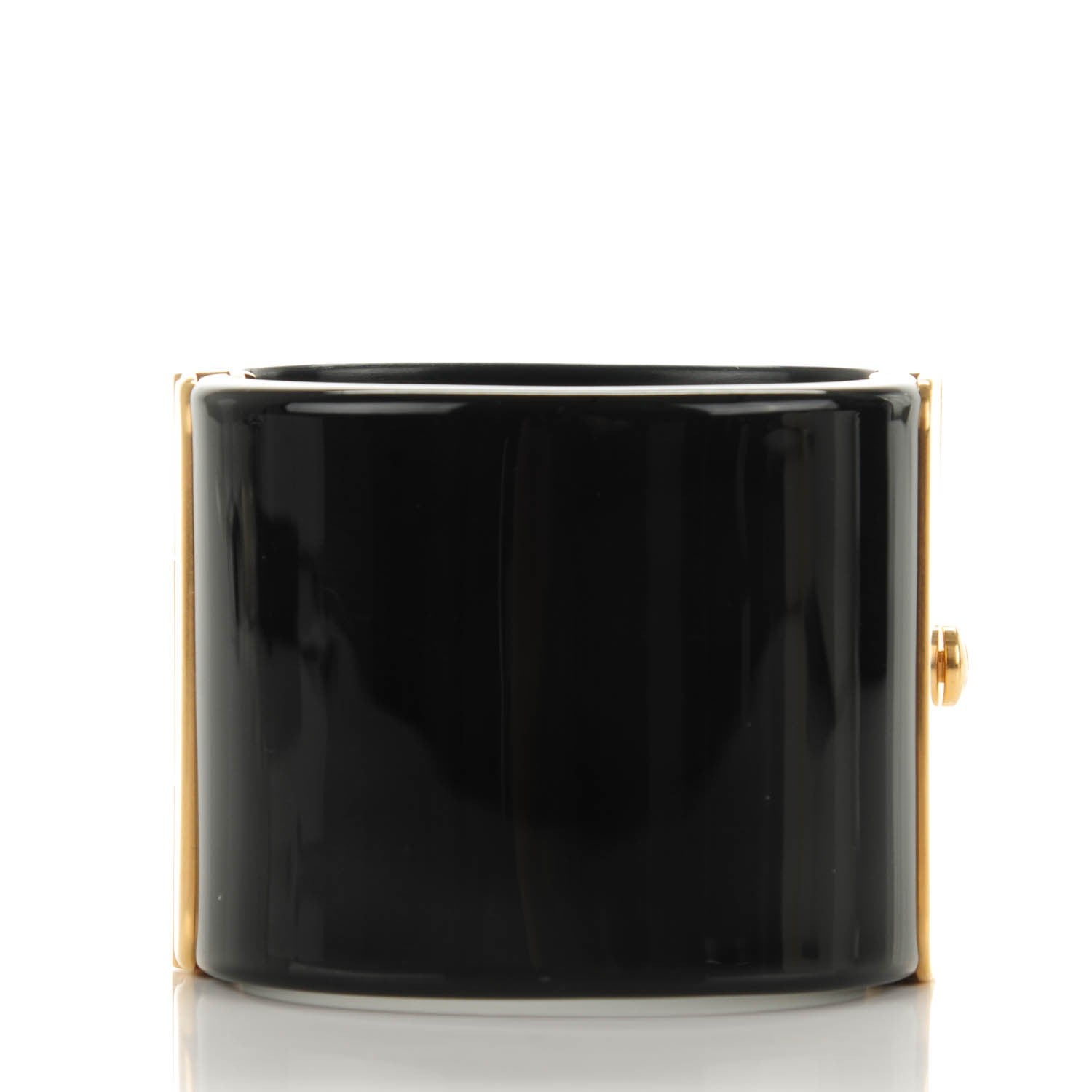 Chanel Resin CC Cuff Black Gold 3 of 4