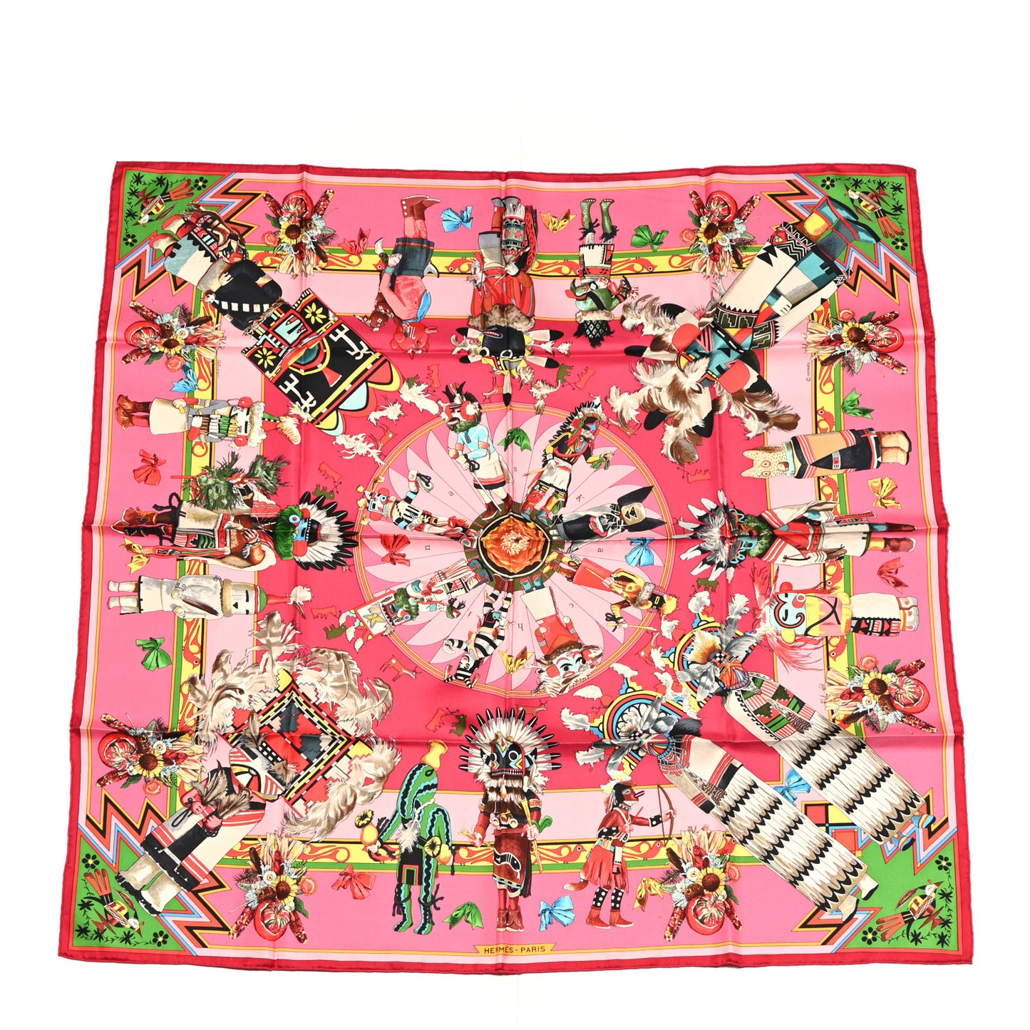 Silk Kachinas Wash Scarf 90 Rose Vert