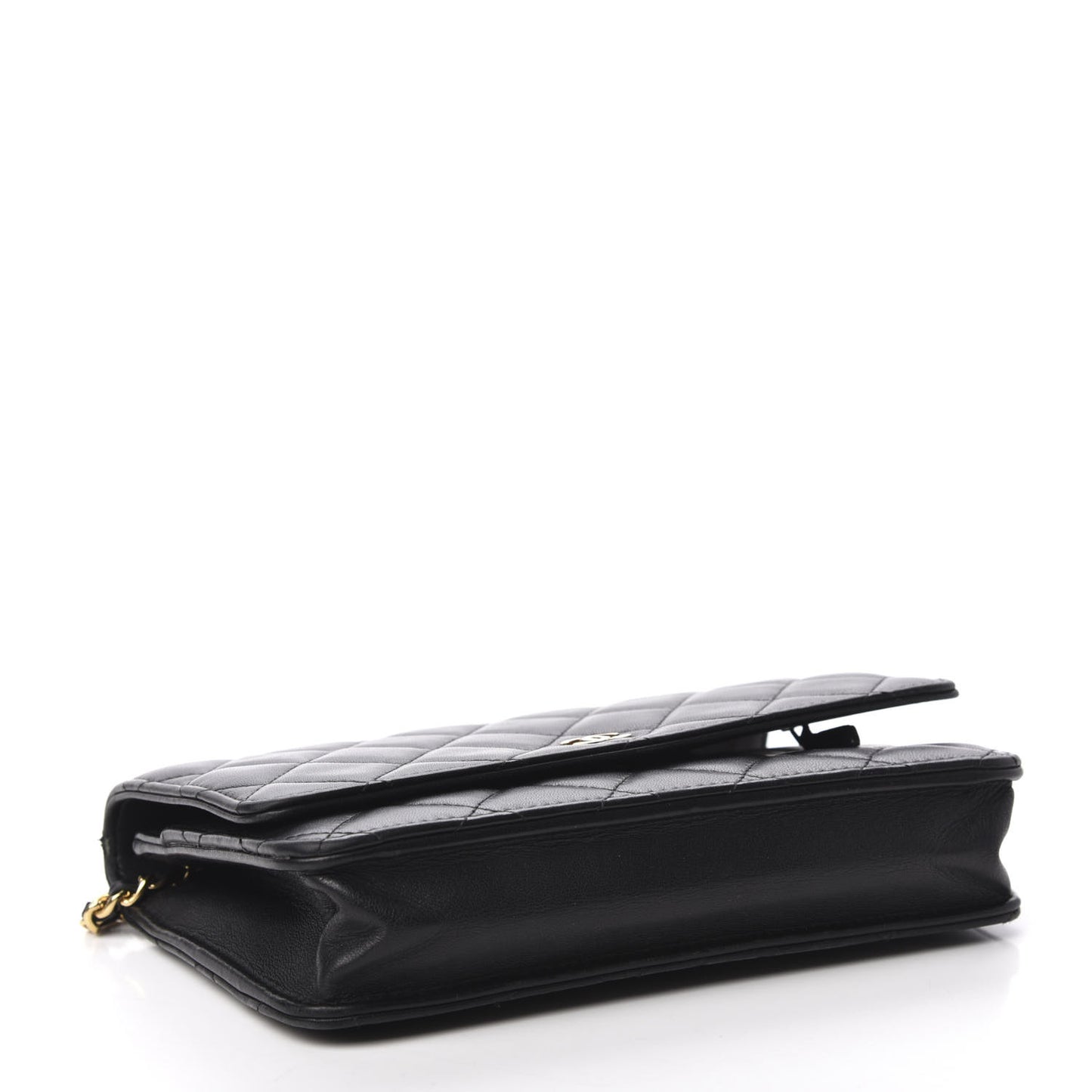 Lambskin Quilted Wallet On Chain WOC Black