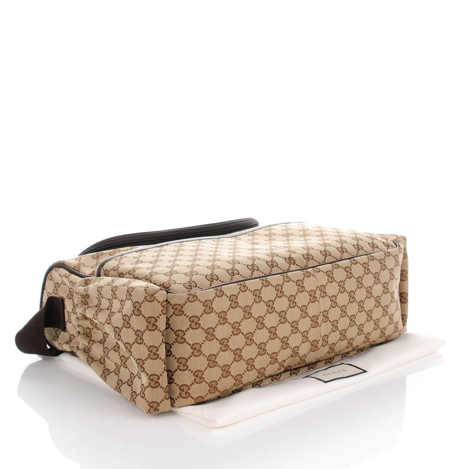 Gucci Monogram Natural Pigskin Large Diaper Bag Beige Ebony Cocoa Dark Chocolate 4 of 9