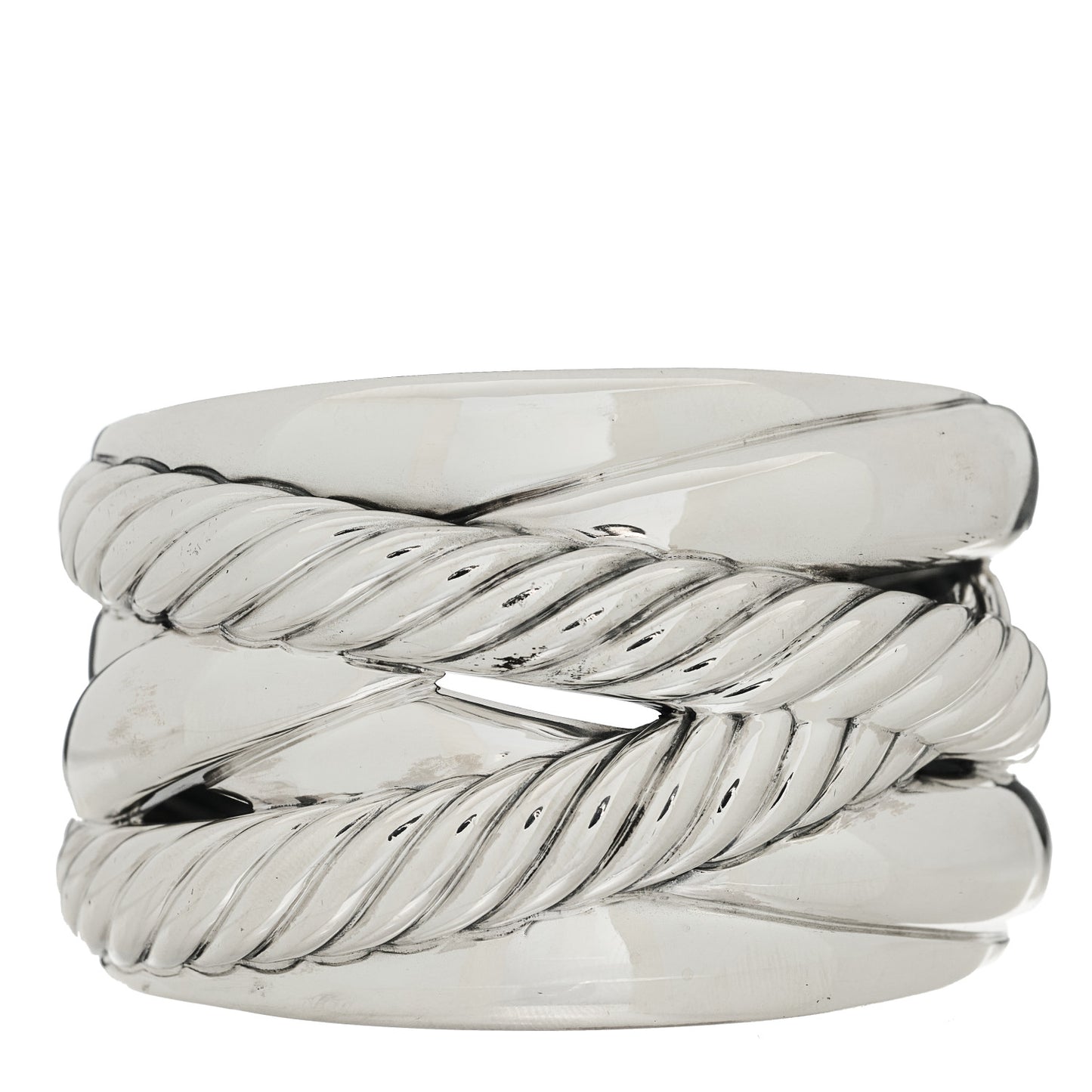 Sterling Silver Wide Crossover Cuff Bracelet