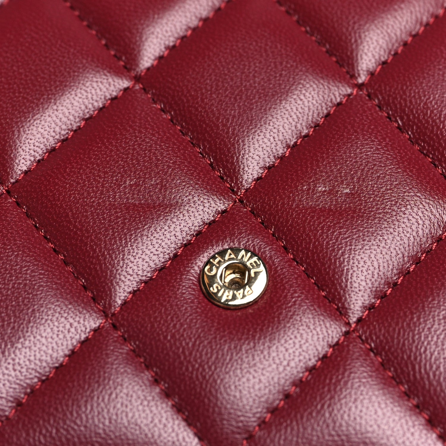 Chanel Lambskin Quilted Phone Holder Wallet on Removable Chain Burgundy 17 of 18
