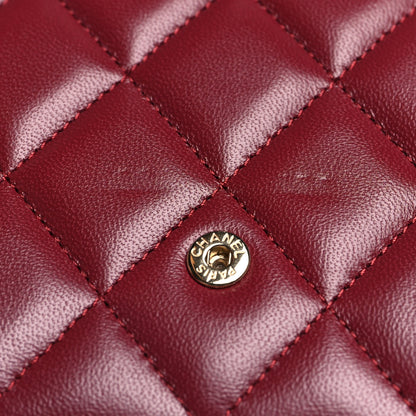 Chanel Lambskin Quilted Phone Holder Wallet on Removable Chain Burgundy 17 of 18