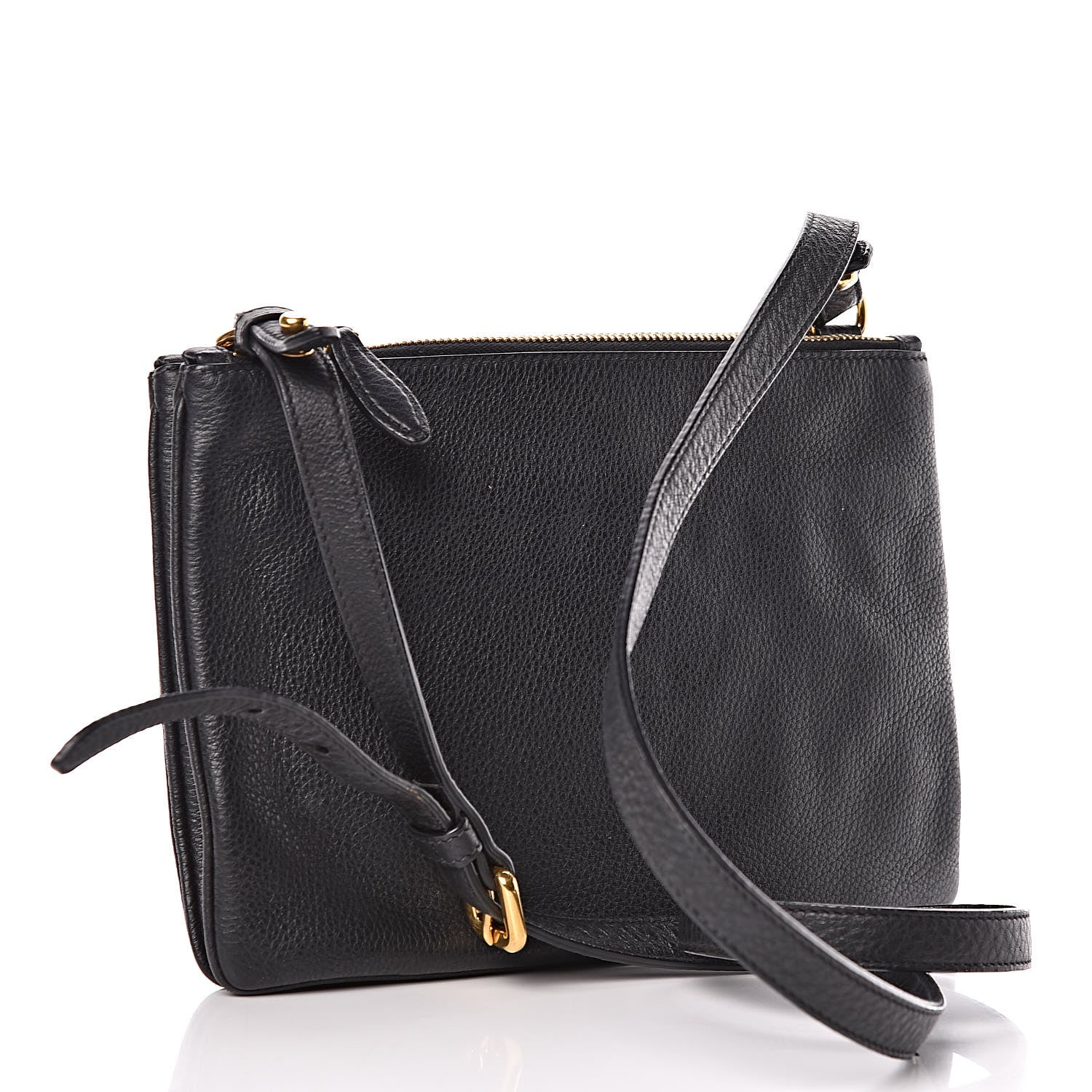 Prada Vitello Phenix Double Zip Crossbody Bag Black 4 of 10