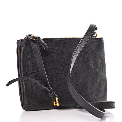 Prada Vitello Phenix Double Zip Crossbody Bag Black 4 of 10