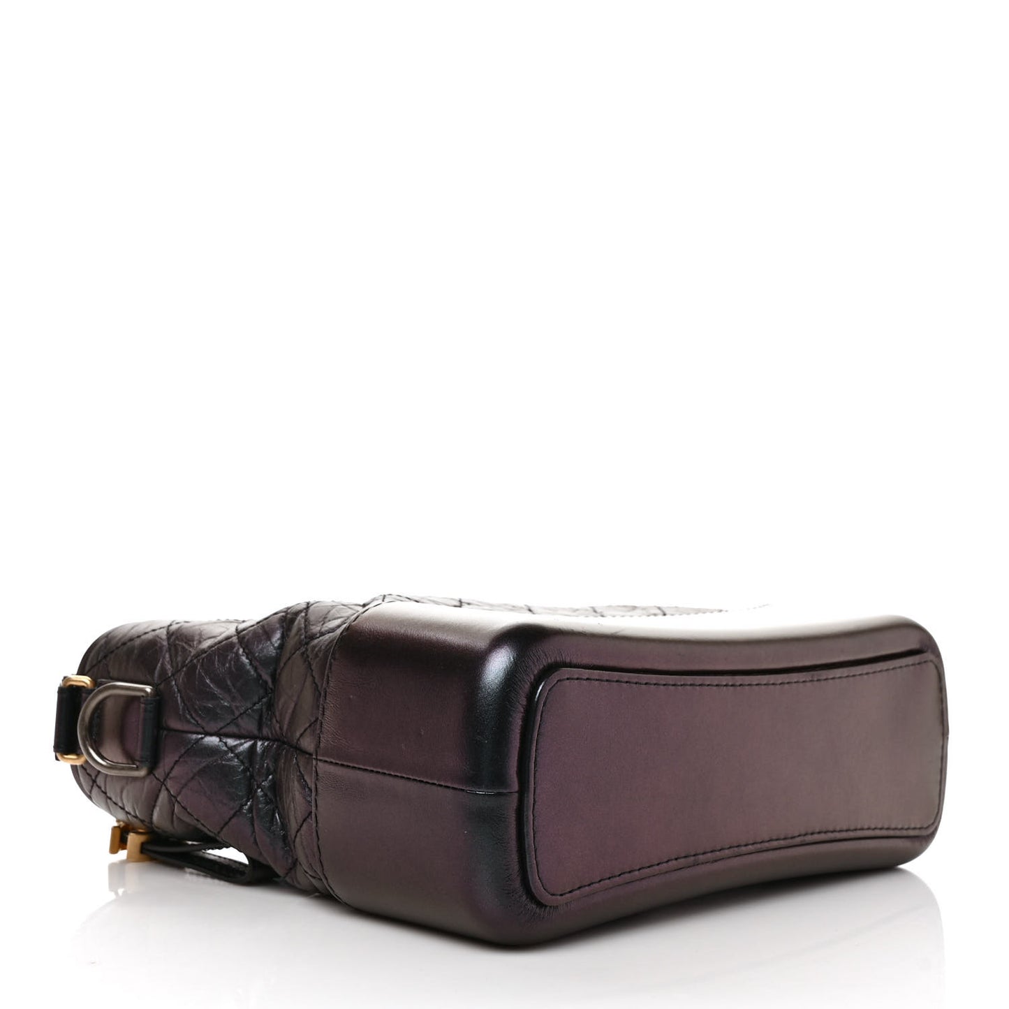 Iridescent Aged Calfskin Quilted Medium Gabrielle Hobo Black