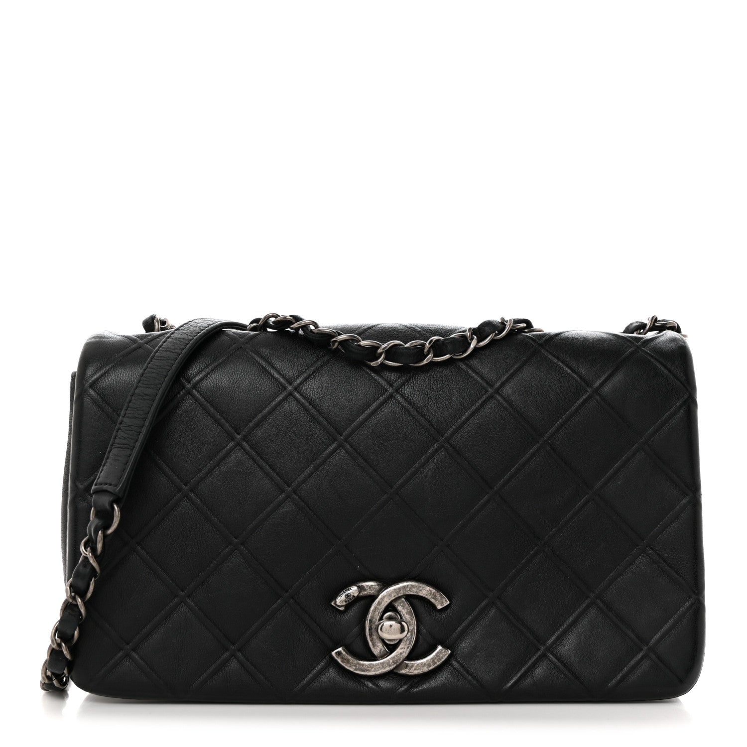 Chanel Calfskin Diamond Embossed New Chic Flap Black 1 of 10