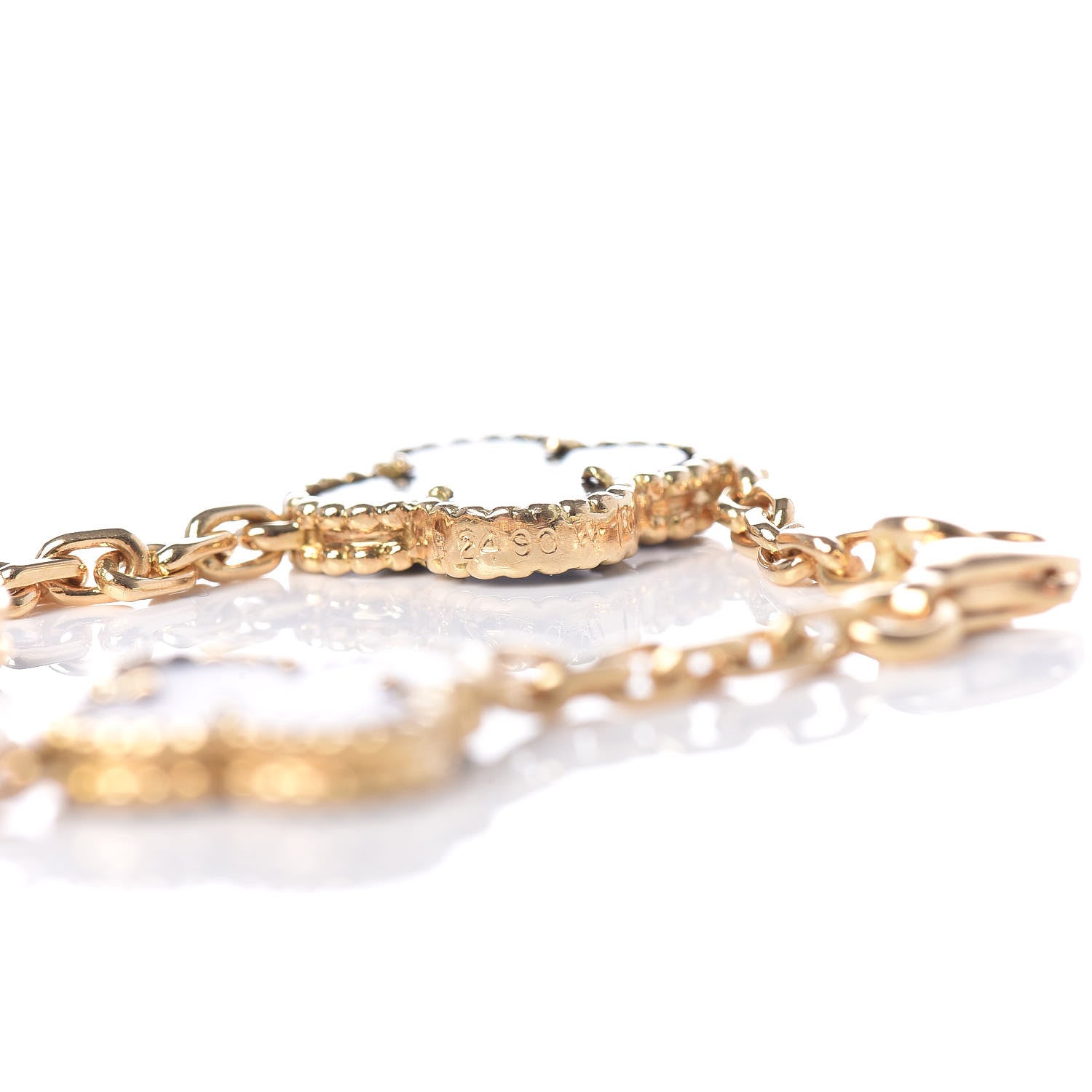 Van Cleef & Arpels 18K Yellow Gold Gray Mother of Pearl 5 Motifs Vintage Alhambra Bracelet 7 of 7